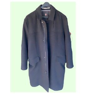 Men's Large Navy Wool Victorinox 3/4 Length Overcoat